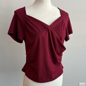 Cider Burgundy Short Sleeve Top Sweetheart Neck Size XL Juniors